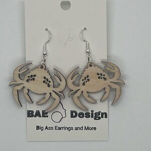 Crab Shaped Wooden Earrings